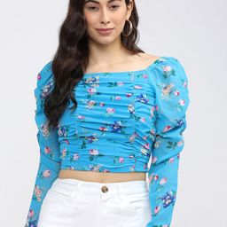 Tokyo Talkies Blue Floral Regular Crop Top-image-65