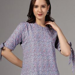 FASHION DREAM Floral Print Slit Sleeve Top-image-61