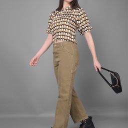 Crimsoune Club Geometric Print Shirt Style Crop Top-image-89