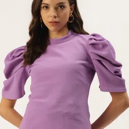 Zastraa Women Lilac Solid Power Shoulders Top-image-69
