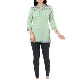 keshubaba Mandarin Collar Floral Embroidered Tunic-image-66
