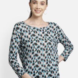Aditi Wasan Women Blue Print Pure Cotton Top-image-23