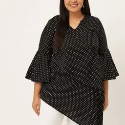 theRebelinme Black Print Layered Crepe Top-image-65