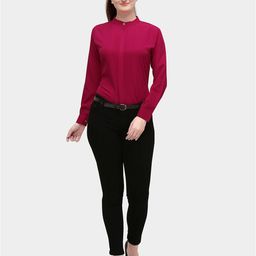 Kinjo Crepe High Neck Long Sleeves Formal Top-image-6