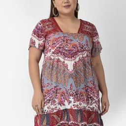 VELDRESS Women Plus Size Multicoloured Print Top-50