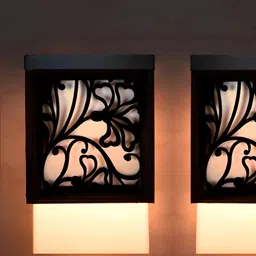 Gojeeva Black Wood Square Shaped Wall Lamp-image-78