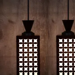 Gojeeva Black Wood Square Shaped Wall Lamp-36