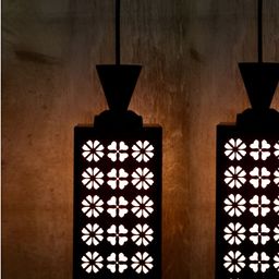 Gojeeva Black Wood Square Shaped Wall Lamp-42