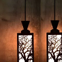 Gojeeva Black Wood Square Shaped Wall Lamp-27