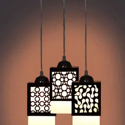 Gojeeva Black Wood Square Shaped Wall Lamp-54