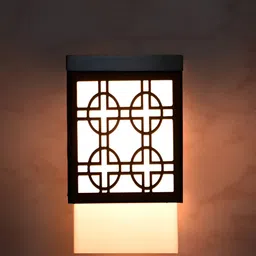 Gojeeva Black Wood Square Shaped Wall Lamp-12