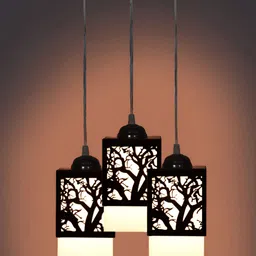 Gojeeva Black Wood Square Shaped Wall Lamp-44