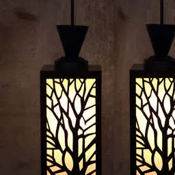 Gojeeva Black Wood Square Shaped Wall Lamp-image-43