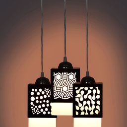 Gojeeva Black Wood Square Shaped Wall Lamp-image-76