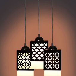 Gojeeva Black Wood Square Shaped Wall Lamp-14