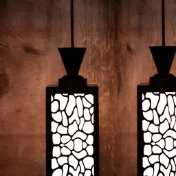 Gojeeva Black Wood Square Shaped Wall Lamp-image-58
