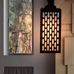 Gojeeva Black Wood Square Shaped Wall Lamp-16