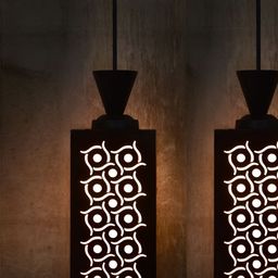 Gojeeva Black Wood Square Shaped Wall Lamp-16