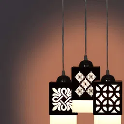 Gojeeva Black Wood Square Shaped Wall Lamp-picture-3