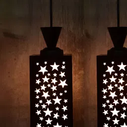 Gojeeva Black Wood Square Shaped Wall Lamp-33