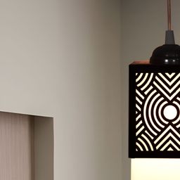 Gojeeva Black Wood Square Shaped Wall Lamp-55