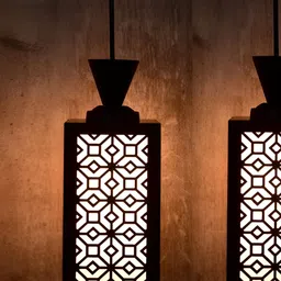 Gojeeva Black Wood Square Shaped Wall Lamp-image-44