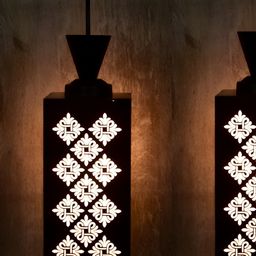 Gojeeva Black Wood Square Shaped Wall Lamp-43