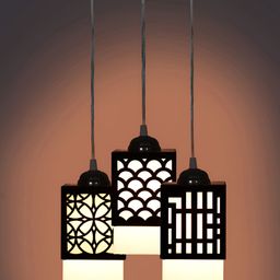 Gojeeva Black Wood Square Shaped Wall Lamp-51