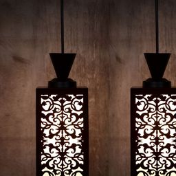 Gojeeva Black Wood Square Shaped Wall Lamp-31
