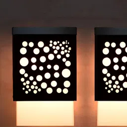 Gojeeva Black Wood Square Shaped Wall Lamp-image-73
