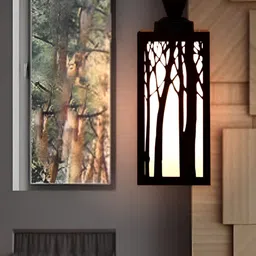 Gojeeva Black Wood Square Shaped Wall Lamp-15