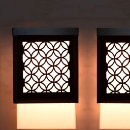 Gojeeva Black Wood Square Shaped Wall Lamp-image-81
