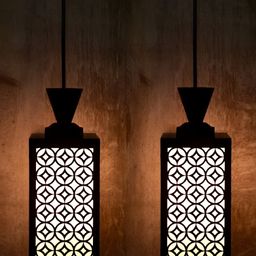 Gojeeva Black Wood Square Shaped Wall Lamp-56
