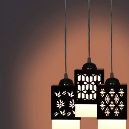 Gojeeva Black Wood Square Shaped Wall Lamp-55
