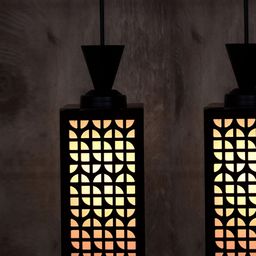 Gojeeva Black Wood Square Shaped Wall Lamp-57