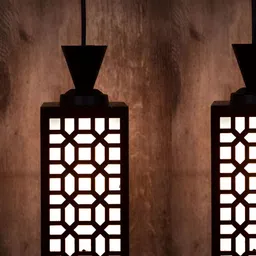 Gojeeva Black Wood Square Shaped Wall Lamp-16