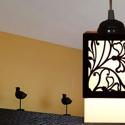 Gojeeva Black Wood Square Shaped Wall Lamp-41