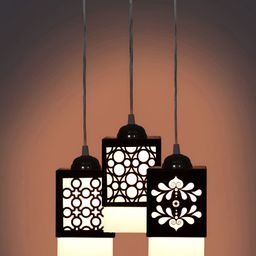 Gojeeva Black Wood Square Shaped Wall Lamp-52