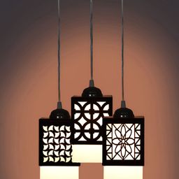 Gojeeva Black Wood Square Shaped Wall Lamp-8