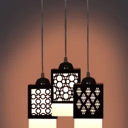 Gojeeva Black Wood Square Shaped Wall Lamp-image-86