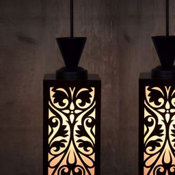Gojeeva Black Wood Square Shaped Wall Lamp-51