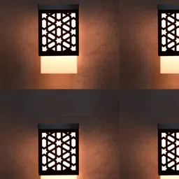 Gojeeva Black Wood Square Shaped Wall Lamp-picture-1