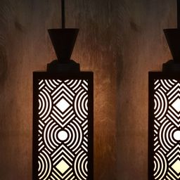 Gojeeva Black Wood Square Shaped Wall Lamp-18