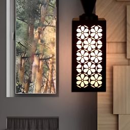 Gojeeva Black Wood Square Shaped Wall Lamp-17