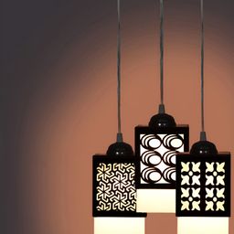 Gojeeva Black Wood Square Shaped Wall Lamp-34