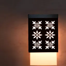 Gojeeva Black Wood Square Shaped Wall Lamp-image-1