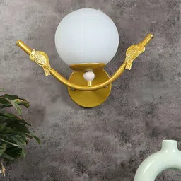 MFD HOME FURNISHING White & Gold Toned Textured Wall Lamp With Metal Base-20