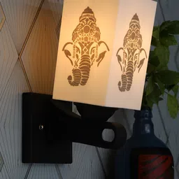 Gojeeva White & Black Printed Acrylic Traditional Rectangle Shaped Wall Lamp-15