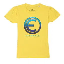 Marvel by Wear Your Mind Girls Yellow Printed Pure Cotton T-shirt-image-94