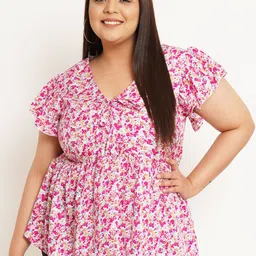 U&F Beyond Floral Printed Peplum Top-image-18